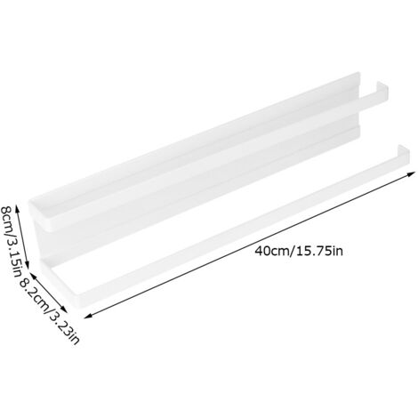 Doppelter magnetischer Handtuchhalter ohne Befestigungsmaterial – Stabile Eisenhalterung für Bad und Küche – Weiß, 40 cm (1/5)
