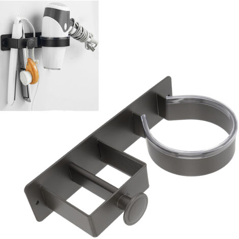 Halterung für Haartrockner und Stylinggeräte aus Aluminium – Wandmontage, platzsparend und stabil, Grau (1/5)
