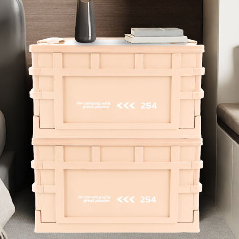 Stapelbarer 20-Liter-Aufbewahrungsbehälter mit Rollen und Deckel – faltbarer PP-Behälter (41,5 x 30 x 24,5 cm) für Büro, Schlafzimmer, Küche, Garage, Beige (1/5)