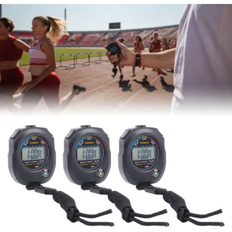 Sportstoppuhr [Multifunktionale, hochpräzise, wasserdichte Sportstoppuhr] 3-teiliger Sportstoppuhr-Timer für Laufen, Schwimmen, Basketball, AG13 40mAh Batterie (1/5)