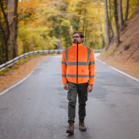 Klimatisierte Jacke mit USB-Ventilatoren, Größe XXXL, in leuchtendem Orange und Weiß, Polyester-Baumwolle, für Arbeit und Freizeit im Sommer (1/5)