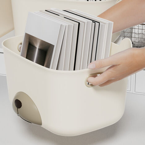 Große Aufbewahrungsbox aus Kunststoff für den Schreibtisch, 24,3 x 30,3 x 17,3 cm, minimalistisches Design für Kosmetikartikel und Accessoires, 1 Stück (1/5)