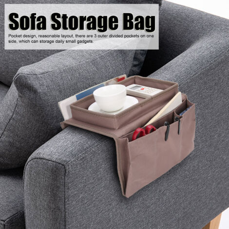 Sofa-Armlehnen-Organizer CuteMinou Dreifach-Aufbewahrungstasche mit Ablage für Fernseher, Fernbedienungen, Smartphone, Buch und Tasse (1/5)