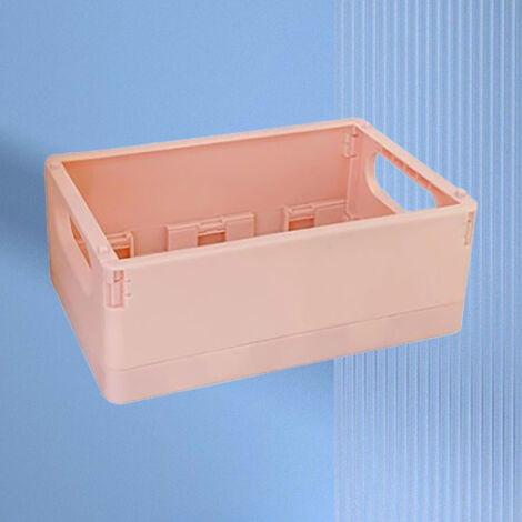 Stapelbare, faltbare Aufbewahrungsbox aus Kunststoff für den Schreibtisch – Organizer-Korb für Snacks, Spielzeug, Bastelmaterialien – Hellrosa – 65 g – 15 x 10 x 5,5 cm (1/5)