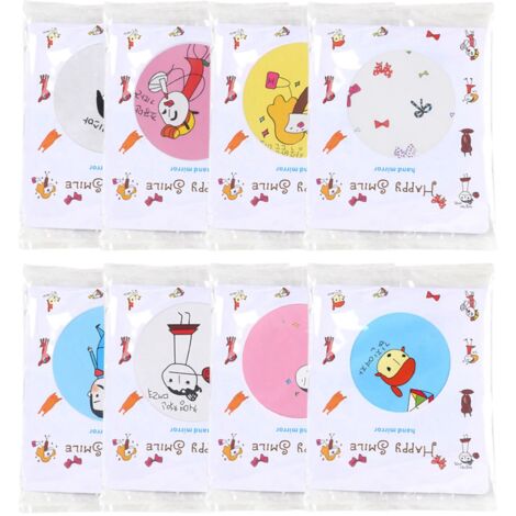Kompakter, runder Mini-Taschenspiegel im Papiertüten-Design – Tragbarer Kosmetikspiegel als Geschenk (Geburtstag, Weihnachten, Hochzeit) – Material: Eisen + Glas, 22 g, zufälliges Cartoon-Design