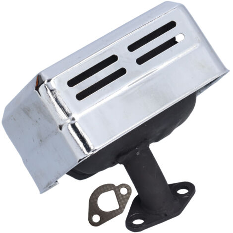 [Schalldämpfer-Set] Auspuffanlage mit Schalldämpfer, Metall, für GX160 und GX200, inklusive Dichtung – Edelstahl, Silber