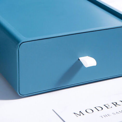 Büro-Organizerbox [Design mit Schublade] Robustes PP, hohe Tragfähigkeit (100 g), blau, stapelbarer Schreibtisch-Organizer, stabile Stapel, rutschfeste Boxen, Aufbewahrung für Stifte, Kugelschreiber u