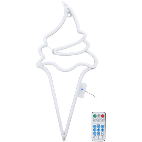 LED-Neonlicht-Schild „Eiscreme“, eiscremeförmiges Neonlicht-Schild mit Fernbedienung, USB-/Batteriebetrieb, pinkfarbene Neonlampe für Partydekoration (1/2)