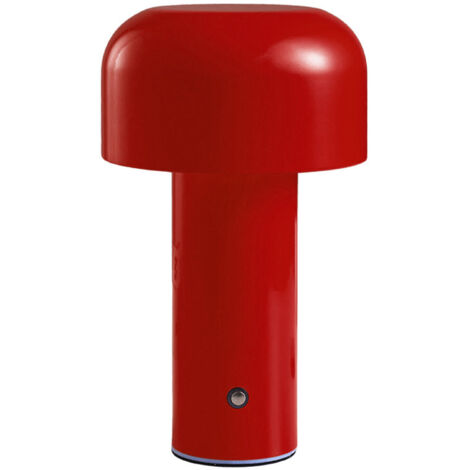 Pilzförmige Tischleuchte, modernes Design, Metall, dreifarbige LED, stufenlos dimmbar, integrierte USB-Leuchte, Rot (1/2)