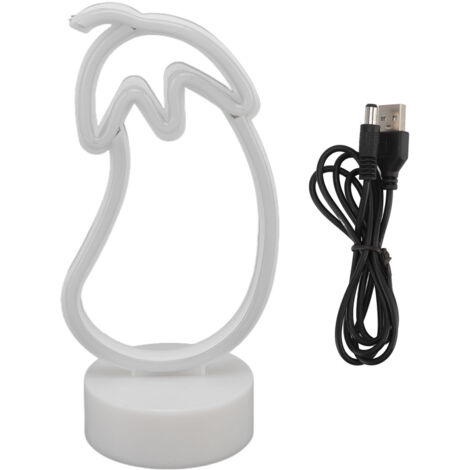 【Neonreklame】 LED-beleuchtete, auberginefarbene Neonreklame mit USB-Akku, 25,5 cm, ABS, lila-grün, mehrfarbig, ideal für Partys, Schlafzimmer und als Dekoration. (1/2)