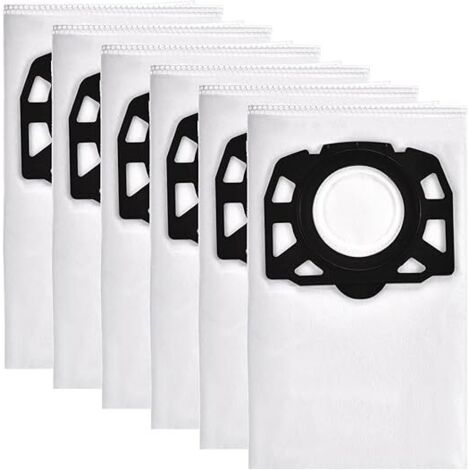 Paquete de 6 bolsas de filtro de vellón para aspiradoras Kärcher WD4, WD5 y WD6 – Compatibles con MV4, MV5 y MV6 – Alta eficiencia de filtración (99,99%) – Lavables y reutilizables (1/4)