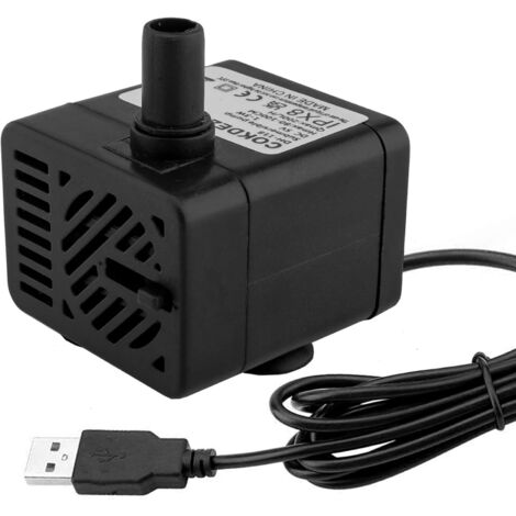 Minibomba de agua sumergible USB con ventosas – 5 V CC, 200 L/H – para acuarios, estanques, hidroponía, uso interior y exterior – potencia de 1 a 3 vatios – ultrasilenciosa y fácil de limpiar
