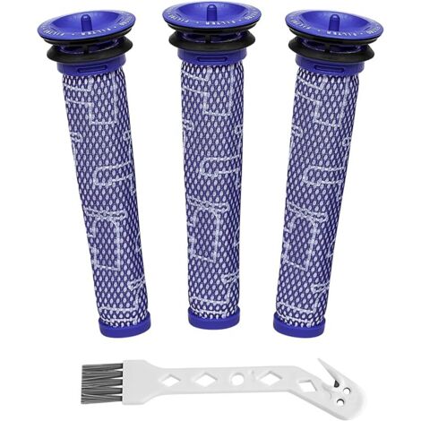 Paquete de 3 prefiltros y 1 cepillo para aspiradoras Dyson V6 V7 V8 DC58-DC62 (1/4)