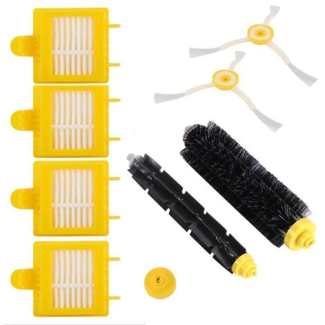 Juego de 8 accesorios para aspiradoras robot iRobot Roomba 700/780: 4 filtros HEPA, 2 cepillos laterales, 1 par de cepillos principales amarillos. (1/4)