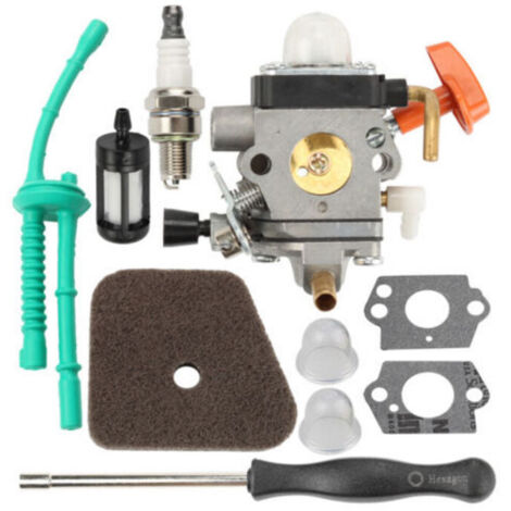 Carburador compatible con desbrozadoras STIHL FS87, FS90, FS100, FS110, FS130, KM90, KM110, KM130 – Juego completo con bujía y filtro. (1/4)