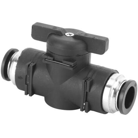 BUC-12 Conector neumático manual de doble extremo fabricado en latón niquelado y plástico negro, Ø12 mm (1/5)
