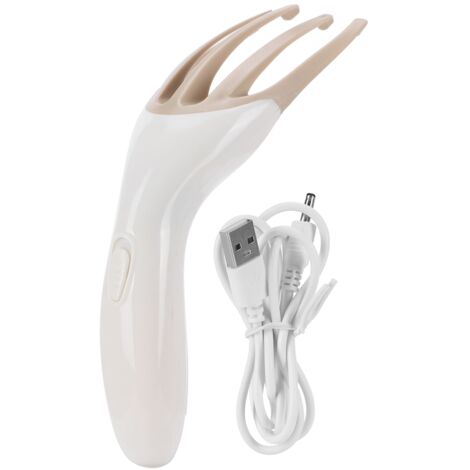 Dispositivo de masaje eléctrico para cuero cabelludo y cuerpo con conexión USB, color blanco, 21,5 x 7,5 cm, material: ABS+COPP+POM, ligero y portátil, incluye cable de datos. (1/5)