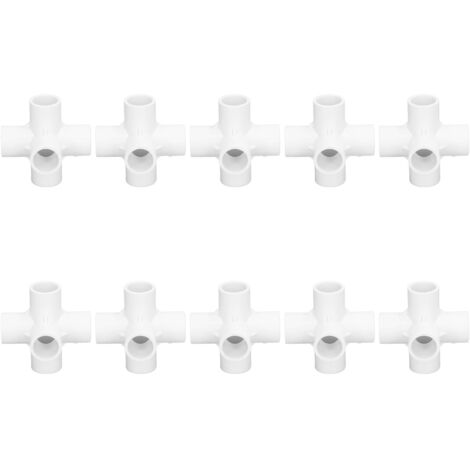 Conector en T de PVC blanco de 6 vías, Ø 20 mm – paquete de 10 unidades para tuberías y construcciones modulares (1/5)
