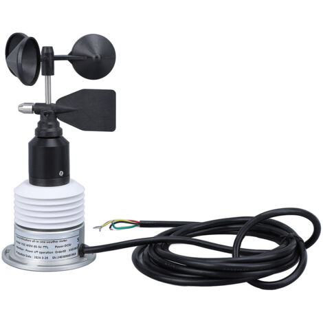 Sensor meteorológico 5 en 1 con cable: mide la velocidad/dirección del viento, la temperatura, la humedad y la presión atmosférica. (1/5)