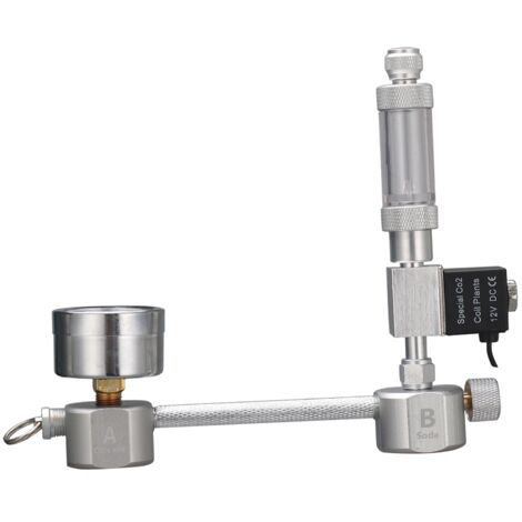 Kit generador de CO2 para acuarios de fabricación casera, hecho de aleación de aluminio, con contador de burbujas y válvula solenoide para plantas acuáticas. (1/5)