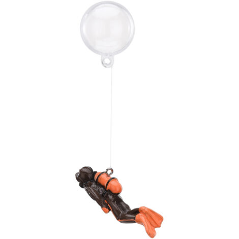 Figura flotante de buceador para acuario, resina segura, azul/marrón, 7x2x8cm, con bola y cordón ajustable para observar la corriente: decoración interactiva para todo tipo de acuarios. (1/5)