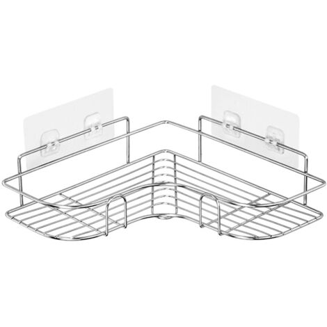 Organizador de ducha esquinero autoadhesivo con forma de corazón, fabricado en acero inoxidable, ideal para baño, residencia de estudiantes o cocina. Medidas: 37 x 26,5 x 4,5 cm. (1/5)