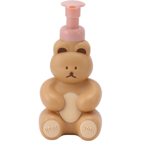 Dispensador de jabón líquido vacío con forma de oso – Botella reutilizable con dosificador de 350 ml para gel de ducha, champú y acondicionador – Color: Milk Tea, Material: PP/PE, diseño elegante y bo (1/5)