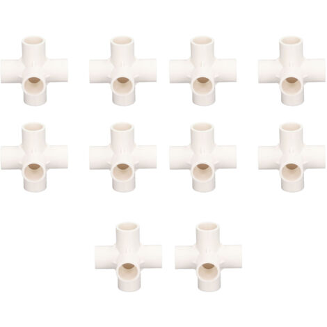 Codo de PVC de 5 vías, 20 mm, blanco – paquete de 10 unidades para muebles y construcciones