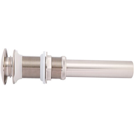 Válvula de desagüe para lavabos de baño SIN rebosadero, G1 1/4" cobre con acabado de níquel (1 pieza) (1/5)
