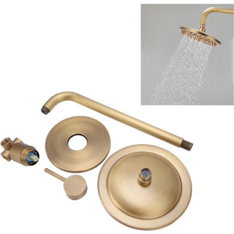 Grifería de ducha retro tipo cascada fabricada en cobre robusto con válvula termostática y columna de ducha para el baño. (1/5)