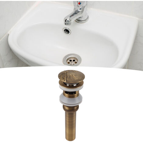 Tapón de desagüe emergente para lavabos de diseño vintage con estampado de plantas de cobre y rebosadero para un rápido drenaje del agua, apto para lavabos de baño o lavabos de encimera. (1/5)