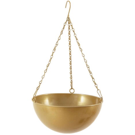 Maceta colgante de hierro dorado de 12 cm de diámetro para pothos – maceta colgante con aspecto de mármol.