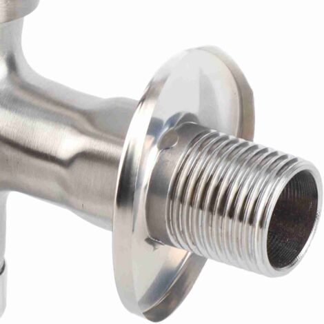 Grifo doble con rosca macho G1/2 para jardín y lavadora – Grifo de acero inoxidable de alta calidad, fácil instalación. (1/5)
