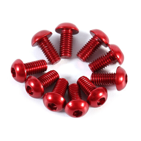 Tornillos de cabeza hexagonal M3 con cabeza de pomo, aleación de aluminio, 6/8/10 mm, juego de 10 piezas, rojo (1/4)