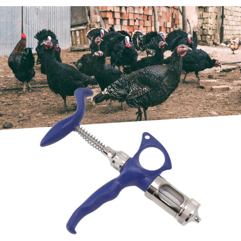 Jeringa automática para vacunación de pollos tipo 132 de 5 ml con cánula y botón de fácil uso para uso continuo y cría. (1/5)