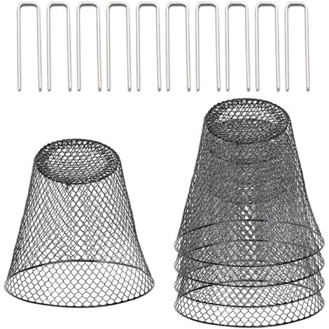 Jaula de protección para plantas [Juego de 5 + 10 clavos en forma de U] – Cesta metálica para frutas/verduras, 4 x 10 cm, macetero para invernadero