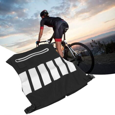 Chaleco reflectante de seguridad para ciclismo y deportes – chaleco de poliéster para adultos, negro/blanco, talla XL (48 x 43 cm), con cintura elástica y bolsillo. (1/5)