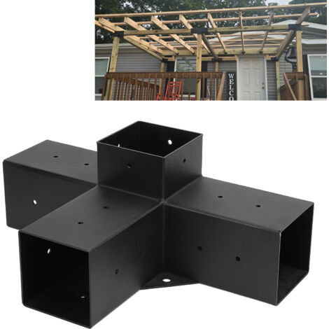 Soporte para pérgola galvanizado, con recubrimiento de polvo y completamente ensamblado, para postes de madera de 4 lados con un diámetro interior de 9,25 cm y 30 tornillos.