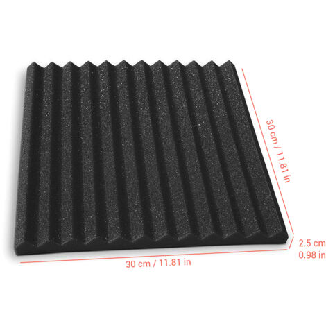 Juego de 12 paneles de espuma acústica de poliuretano, 30 x 30 x 2,5 cm, paneles de absorción de sonido para reducir el eco y la reverberación en estudios, NRC 0,75.