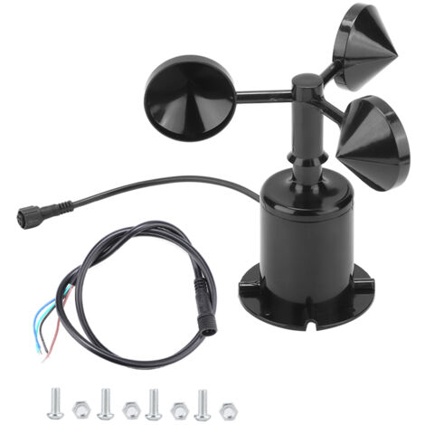 Anemómetro de pulso de triple carcasa con sensor de velocidad del viento de 0 a 70 m/s y salida de señal para mediciones ambientales [Material: policarbonato, tamaño: 16 x 16 cm, 328 g, incluye cable