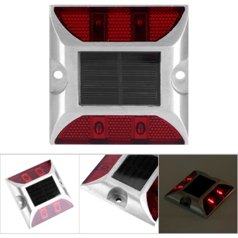 Señal de tráfico LED solar fabricada en aleación de aluminio – 4 LED rojos – Grado de protección IP67 – Iluminación automática para accesos/calles – Visibilidad 500 m (1/5)