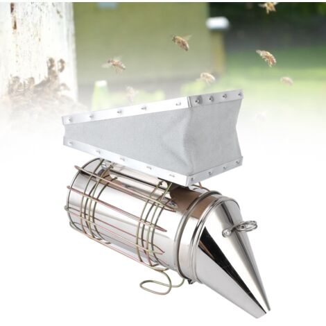 Ahumador profesional para abejas – Ahumador de acero inoxidable y madera maciza con filtro para apicultores – Dispositivo de alta calidad de 28 x 10,4 cm