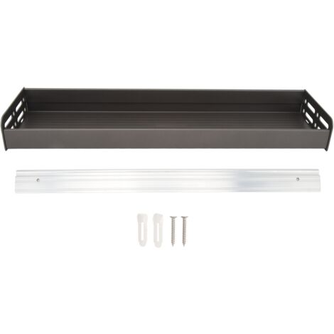 Soporte para estante de pared de cocina, juego compuesto por 1 soporte de aluminio + 2 tornillos/anclajes, 50 x 13 cm, gris.