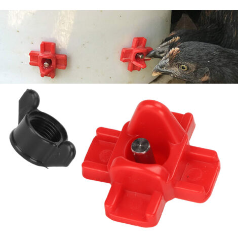 Bebederos horizontales G1/8 para gallinas – 20 unidades con tornillos negros – Fabricados en PP y acero inoxidable