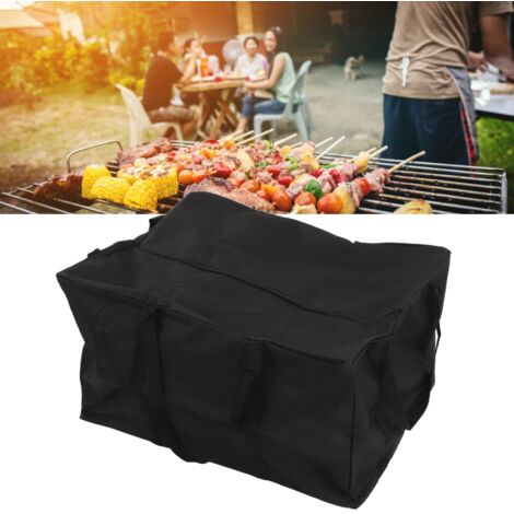 Bolsa portátil para barbacoa: bolsa de almacenamiento impermeable y duradera fabricada con tejido Oxford 600D para utensilios de barbacoa, 74 x 57 x 43 cm, color negro. (1/5)
