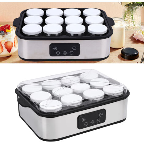 yogurtera eléctrica con temporizador de 0 a 48 horas y control automático de temperatura – 12 recipientes de 180 ml – Enchufe europeo de 220 V (1/5)