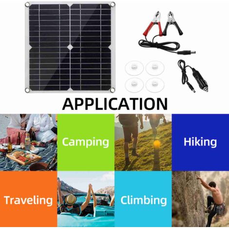 Kit solar para autocaravana: panel monocristalino de 20 W + controlador PWM de 50 A con soportes para baterías, grado de protección IP64 – 12 V para hogares y embarcaciones.