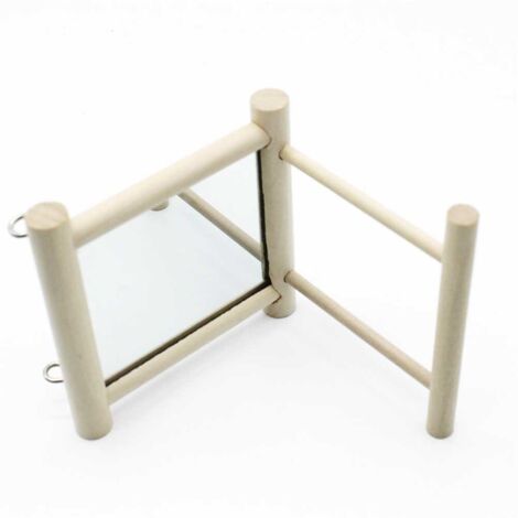 Percha para loros con espejo, accesorio para periquitos, madera natural [10 cm]