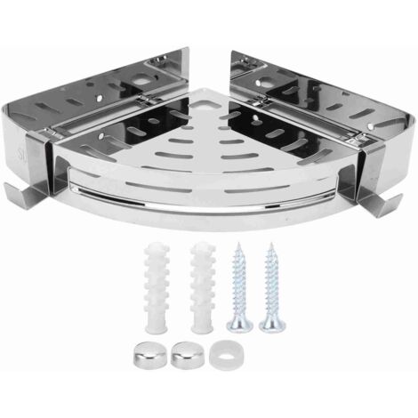 Estante esquinero de acero inoxidable 304, 27,5 cm, organizador de ducha de pared con 2 ganchos, para baño, aseo y cocina.
