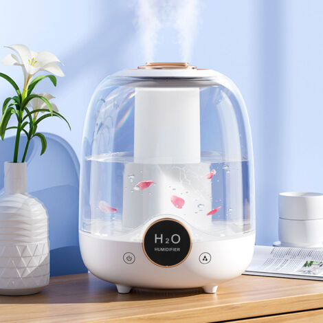 Humidificador de mesa de aromaterapia de 3 litros con dos niveles de vapor para el hogar y la oficina, material plástico blanco, 3000 ml